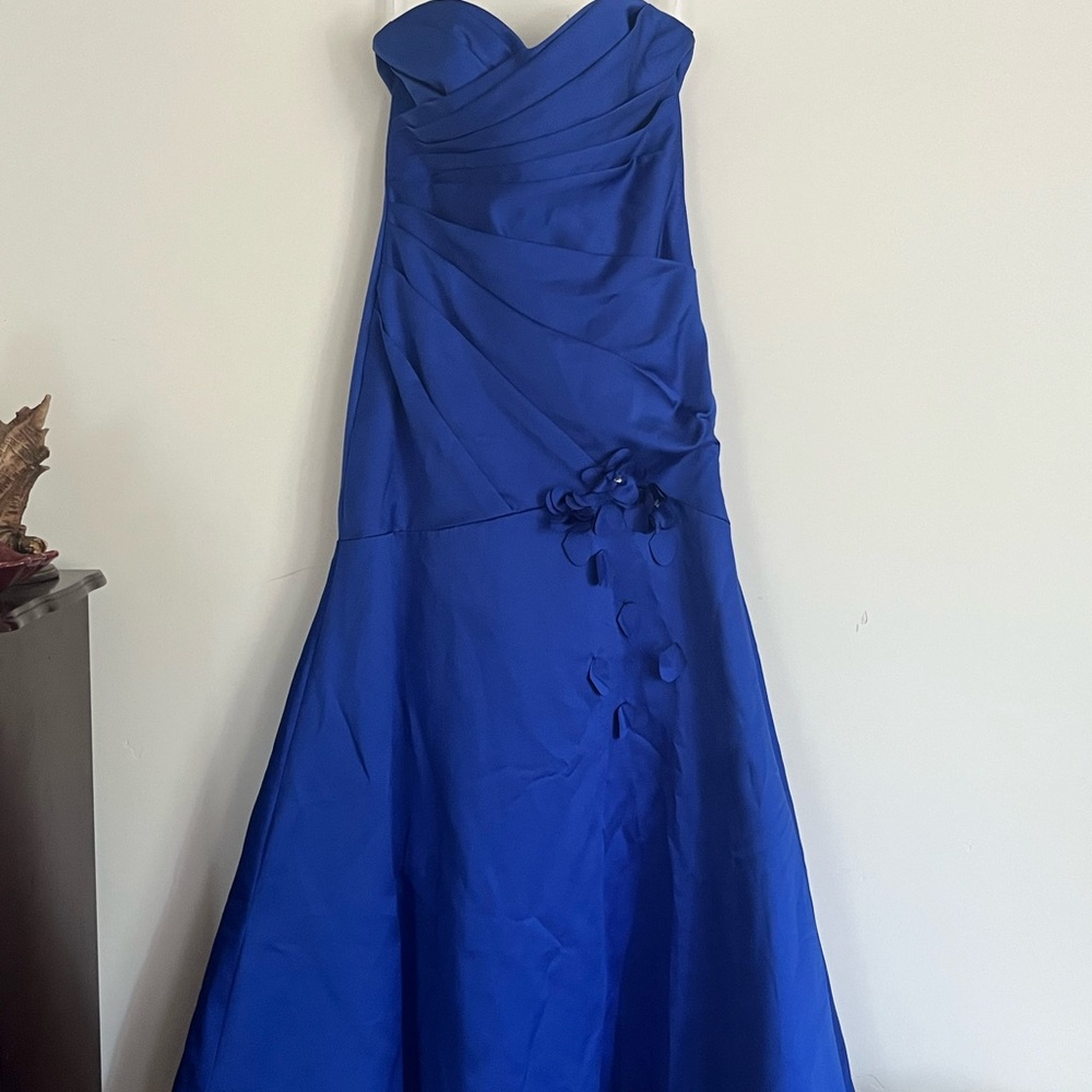 Alfred Dunner Strapless Cobalt Blue Evening Dress